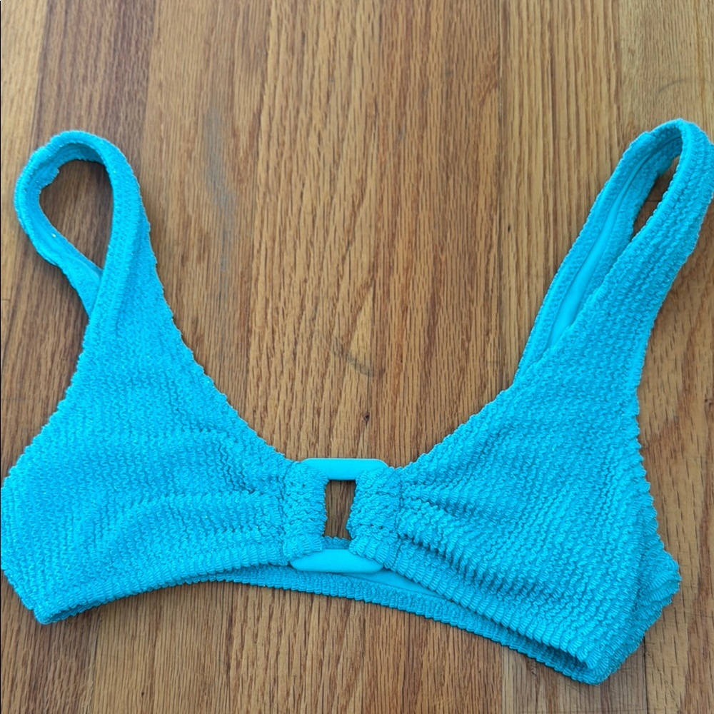 Turquoise Textured Bikini Top